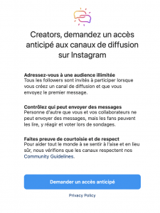 creator accès pour les connexions avec les abonnés Instagram